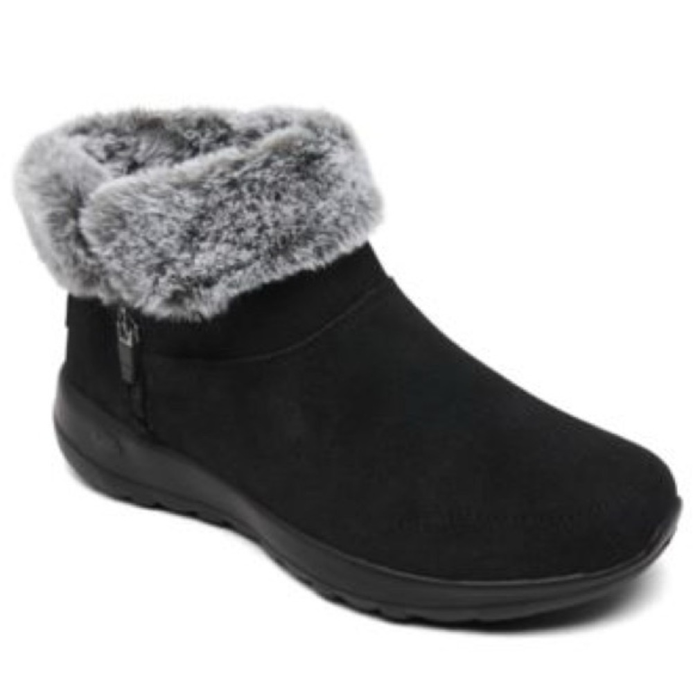 Skechers Black and Gray Fur-Lined Winter Boots